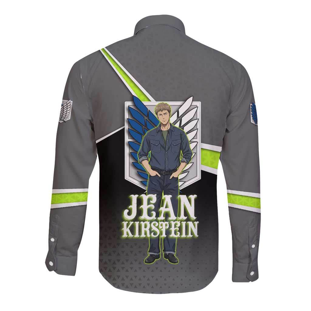 Jean Kirstein Attack on Titan Long Sleeve Button Shirt Anime Denim Utility Style