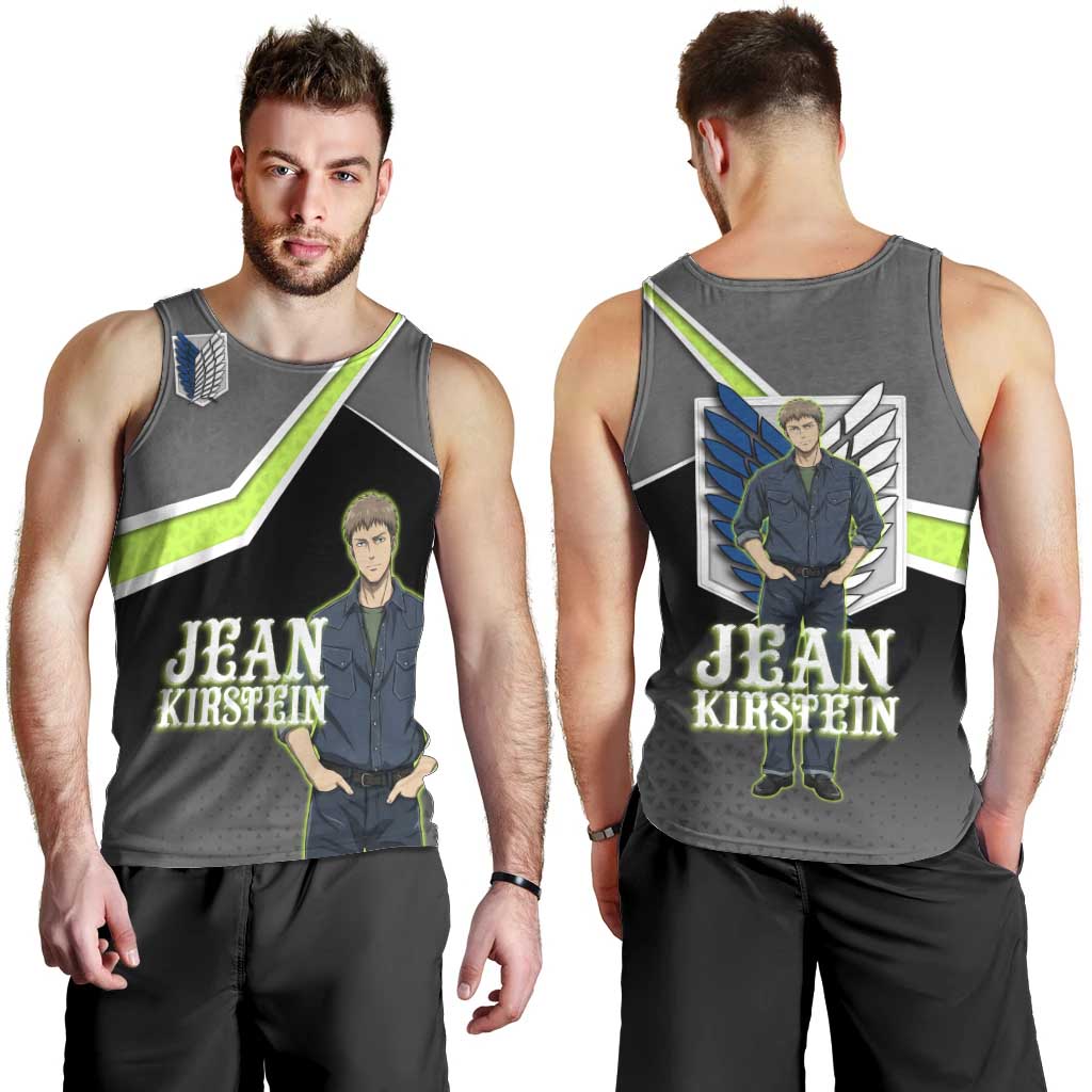 Jean Kirstein Attack on Titan Men Tank Top Anime Denim Utility Style