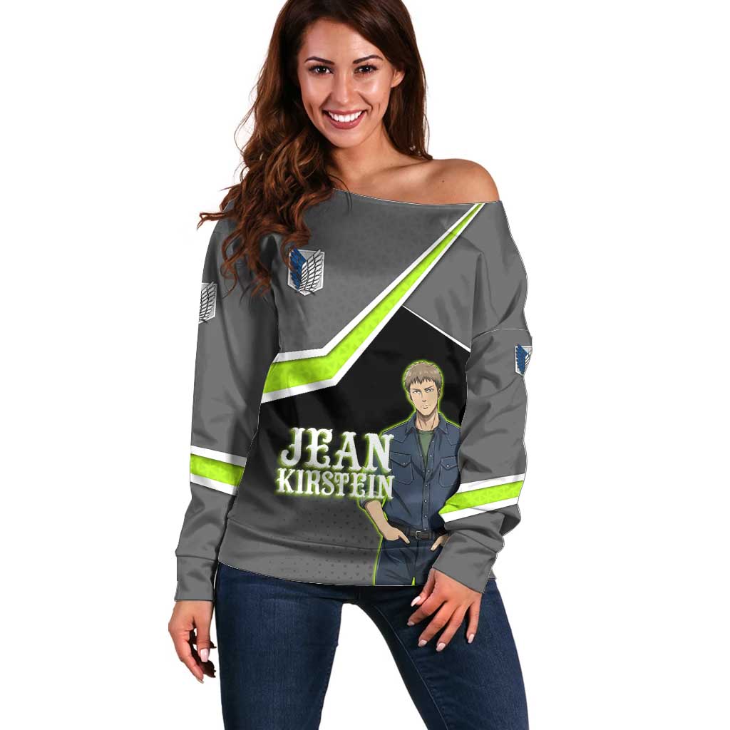Jean Kirstein Attack on Titan Off Shoulder Sweater Anime Denim Utility Style