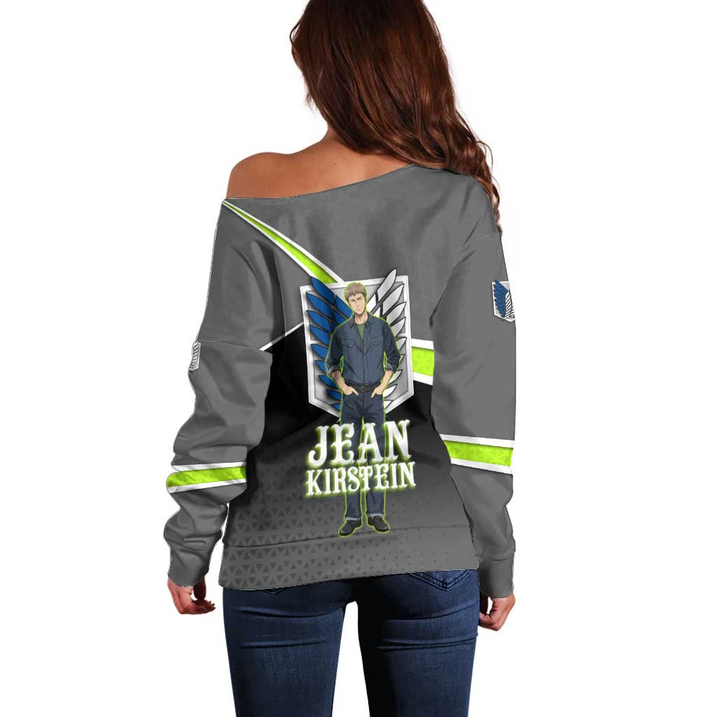 Jean Kirstein Attack on Titan Off Shoulder Sweater Anime Denim Utility Style