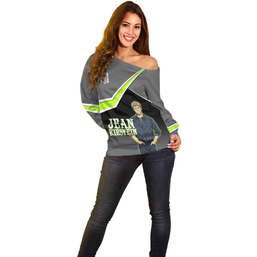 Jean Kirstein Attack on Titan Off Shoulder Sweater Anime Denim Utility Style