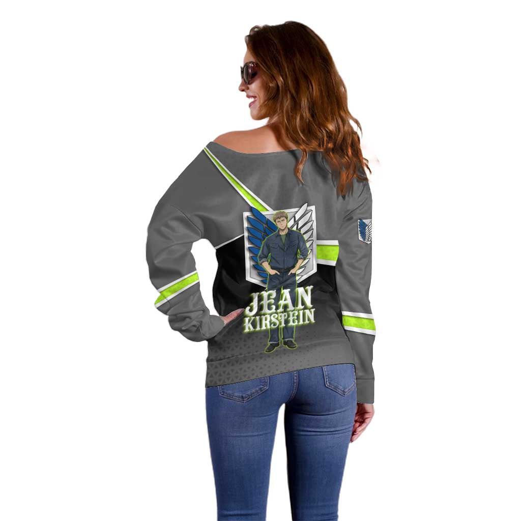 Jean Kirstein Attack on Titan Off Shoulder Sweater Anime Denim Utility Style