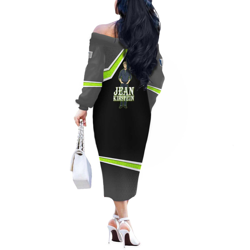 Jean Kirstein Attack on Titan Off The Shoulder Long Sleeve Dress Anime Denim Utility Style