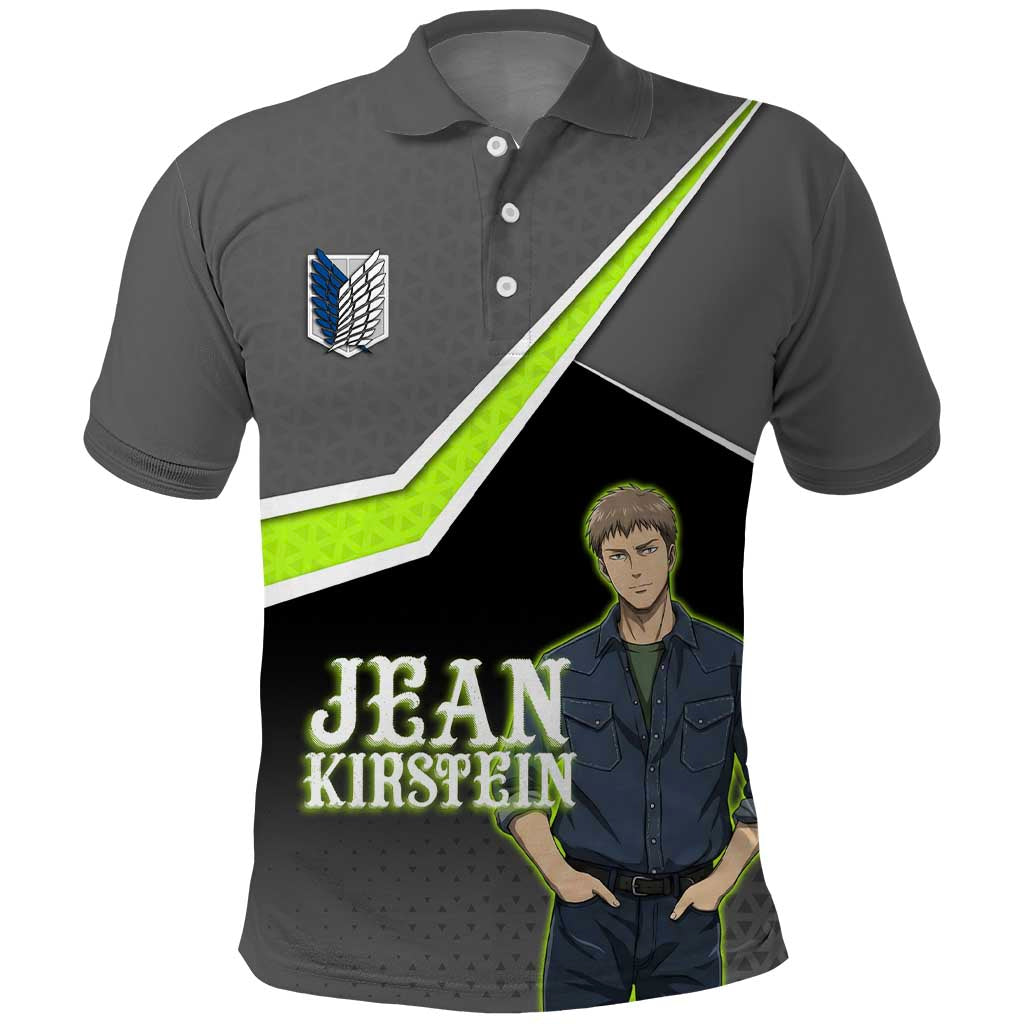 Jean Kirstein Attack on Titan Polo Shirt Anime Denim Utility Style
