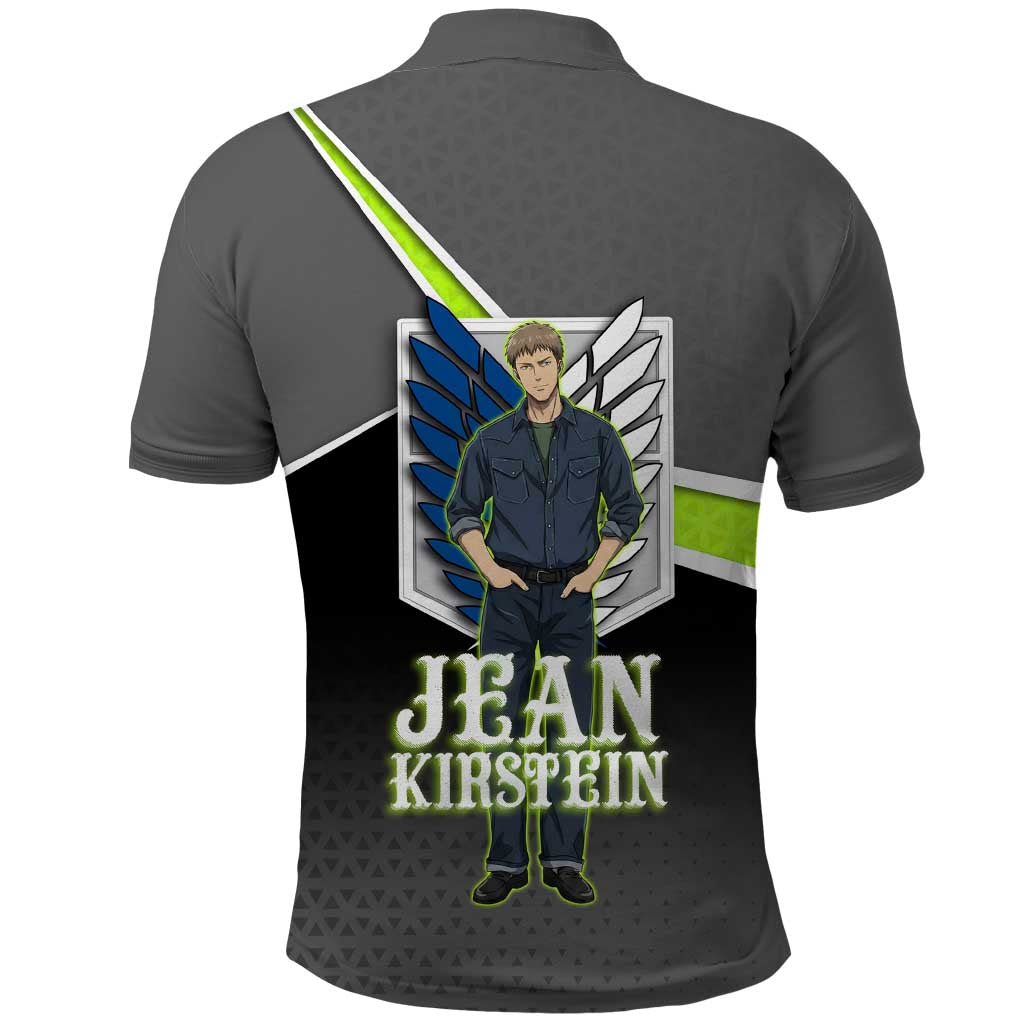 Jean Kirstein Attack on Titan Polo Shirt Anime Denim Utility Style