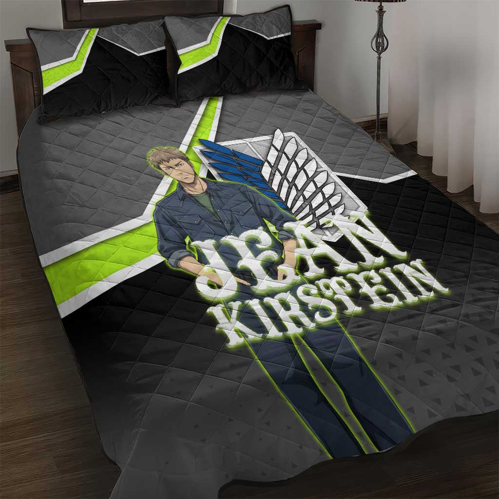 Jean Kirstein Attack on Titan Quilt Bed Set Anime Denim Utility Style