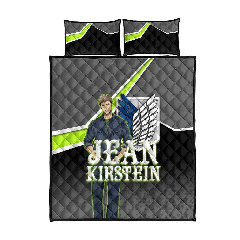 Jean Kirstein Attack on Titan Quilt Bed Set Anime Denim Utility Style