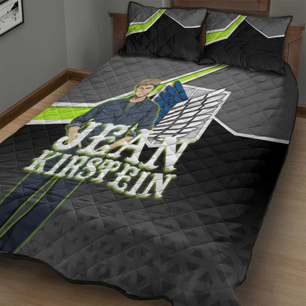 Jean Kirstein Attack on Titan Quilt Bed Set Anime Denim Utility Style