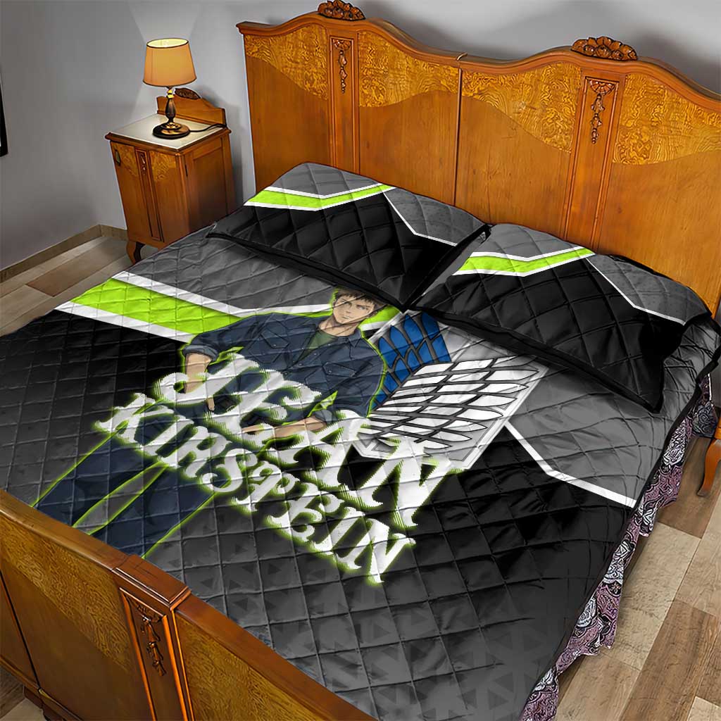 Jean Kirstein Attack on Titan Quilt Bed Set Anime Denim Utility Style