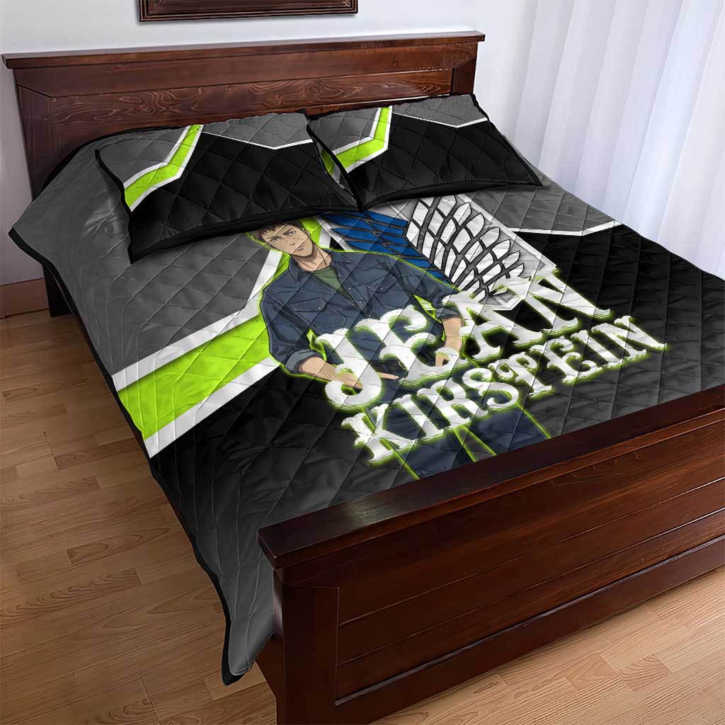 Jean Kirstein Attack on Titan Quilt Bed Set Anime Denim Utility Style
