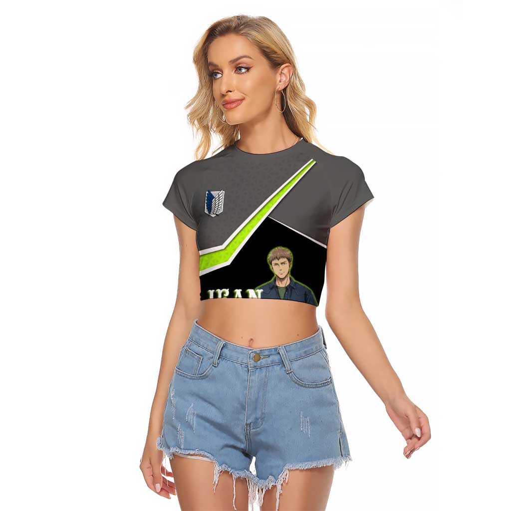 Jean Kirstein Attack on Titan Raglan Cropped T Shirt Anime Denim Utility Style