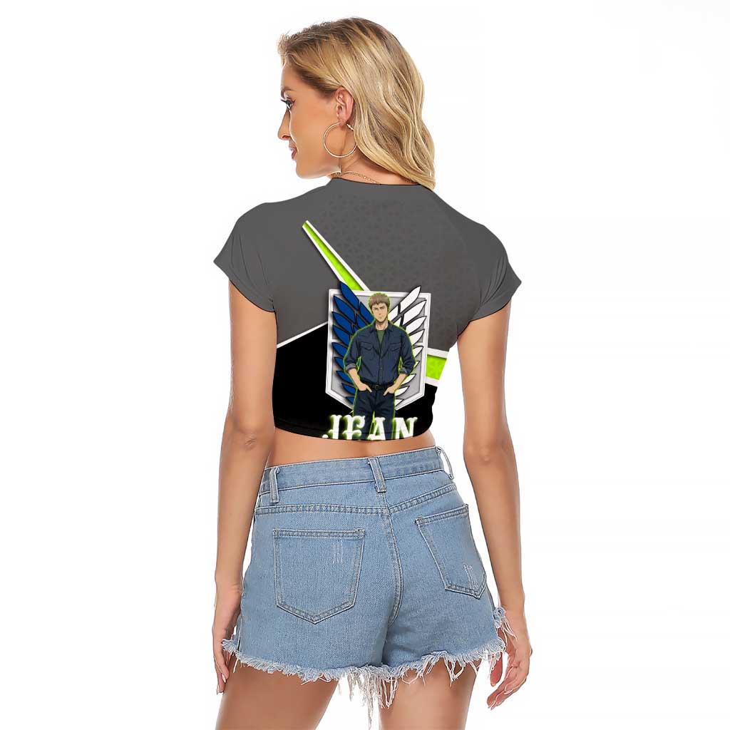 Jean Kirstein Attack on Titan Raglan Cropped T Shirt Anime Denim Utility Style