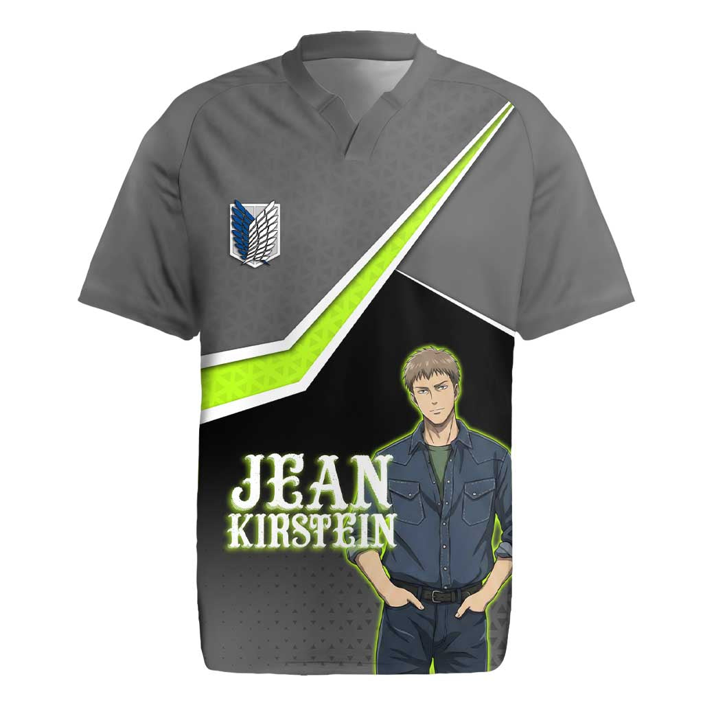 Jean Kirstein Attack on Titan Rugby Jersey Anime Denim Utility Style