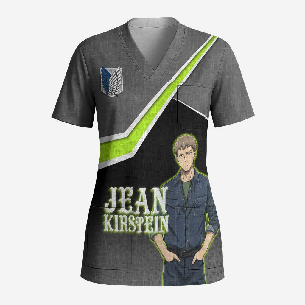 Jean Kirstein Attack on Titan Scrub Top Anime Denim Utility Style