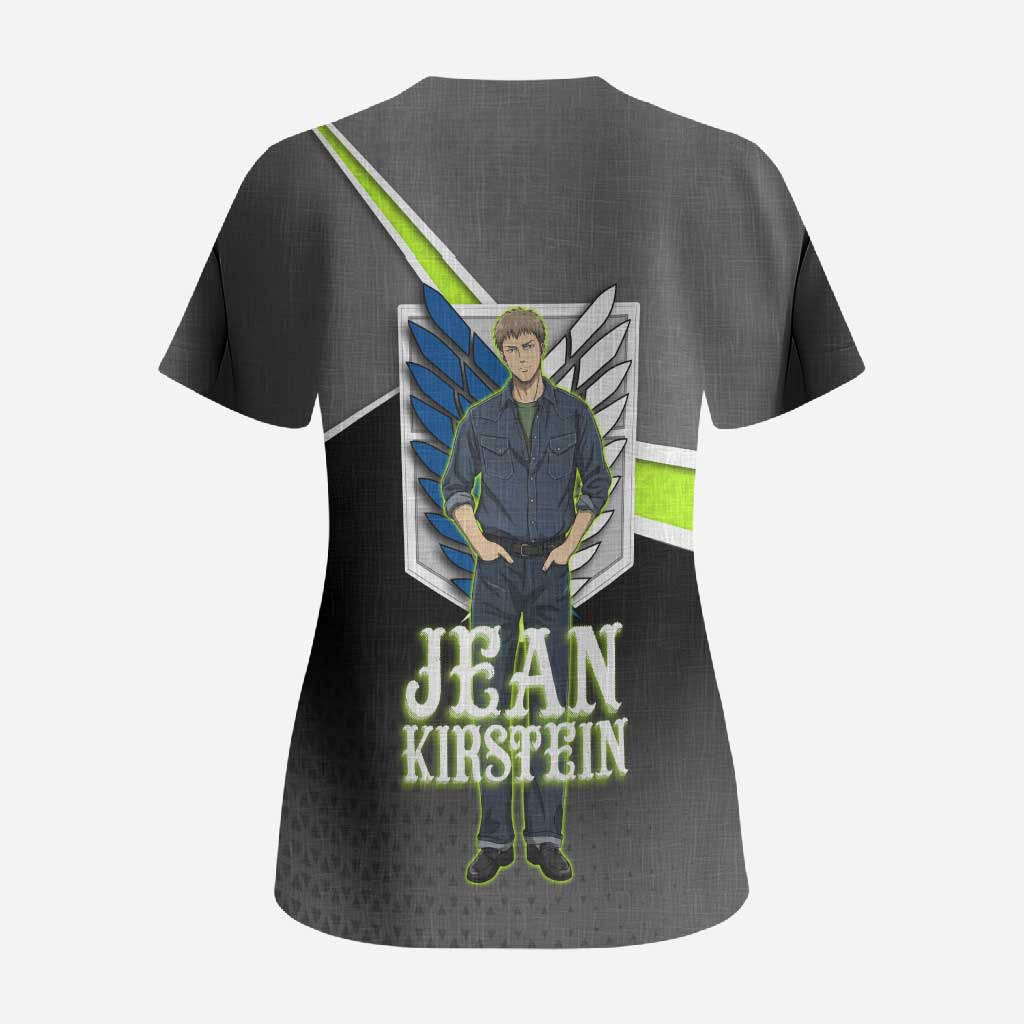 Jean Kirstein Attack on Titan Scrub Top Anime Denim Utility Style
