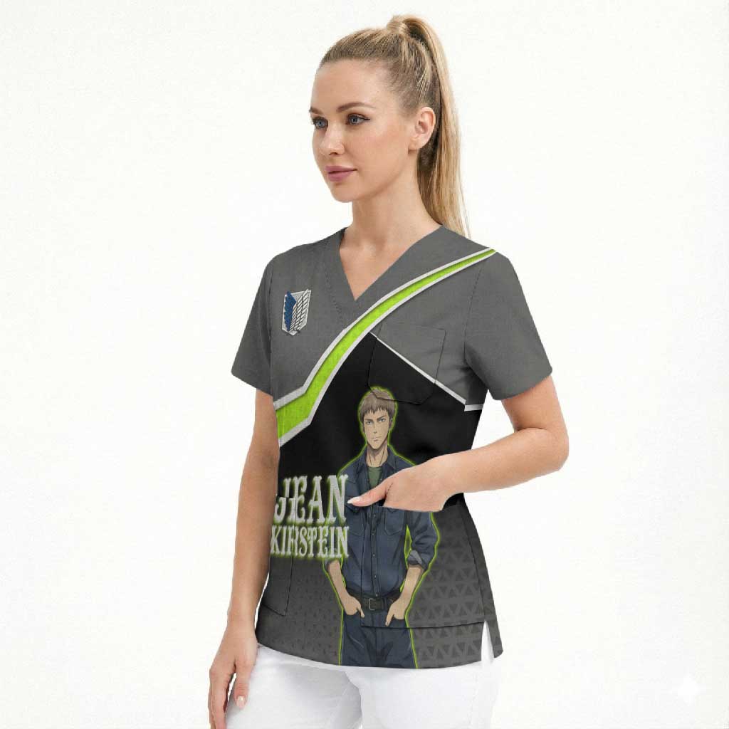 Jean Kirstein Attack on Titan Scrub Top Anime Denim Utility Style