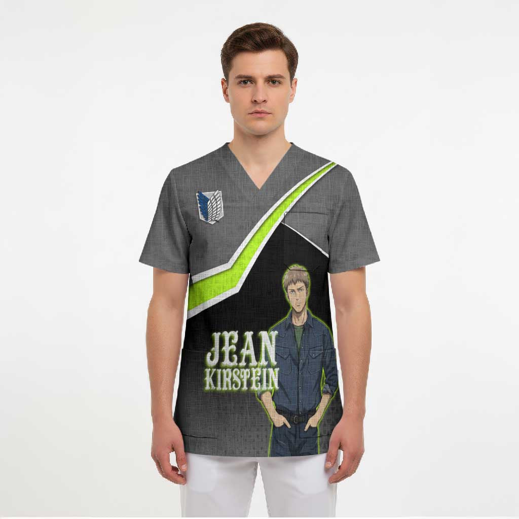 Jean Kirstein Attack on Titan Scrub Top Anime Denim Utility Style