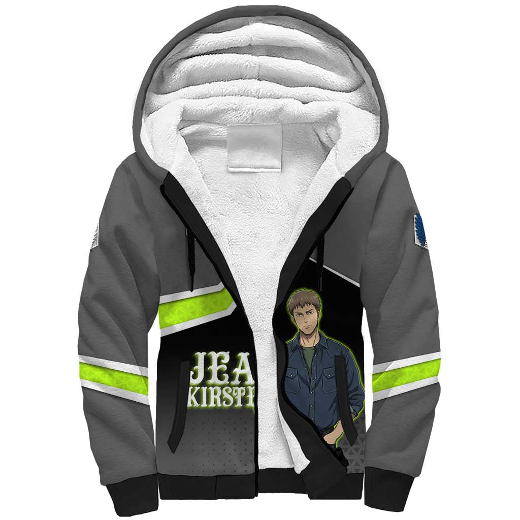 Jean Kirstein Attack on Titan Sherpa Hoodie Anime Denim Utility Style