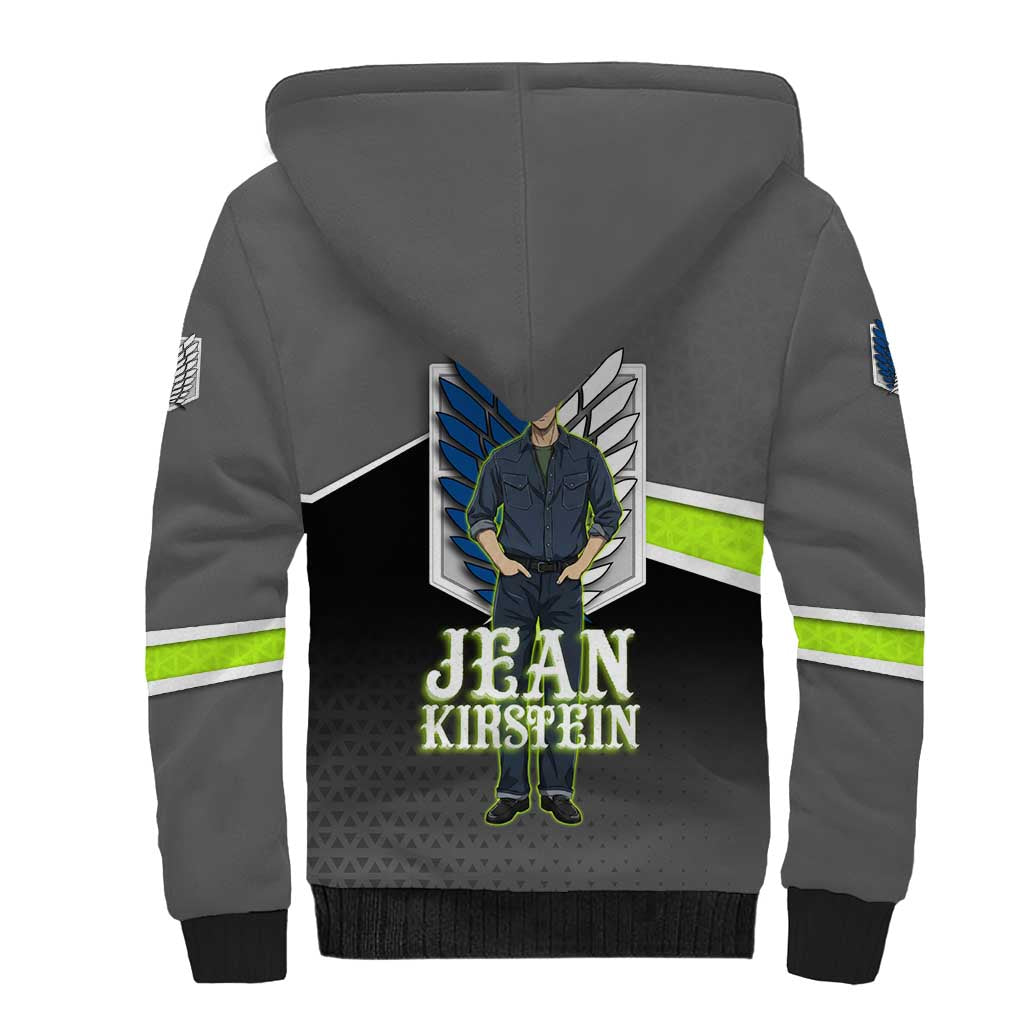 Jean Kirstein Attack on Titan Sherpa Hoodie Anime Denim Utility Style