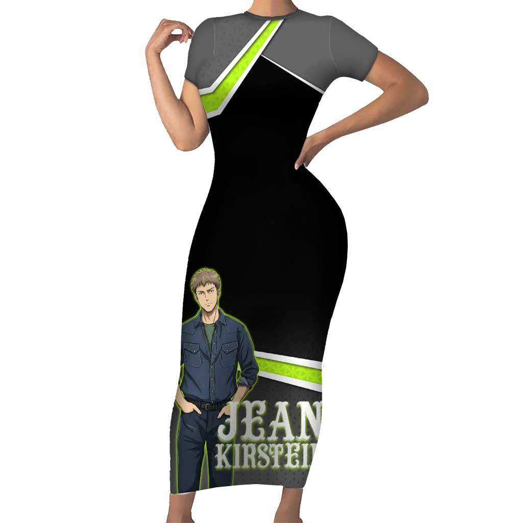 Jean Kirstein Attack on Titan Short Sleeve Bodycon Dress Anime Denim Utility Style