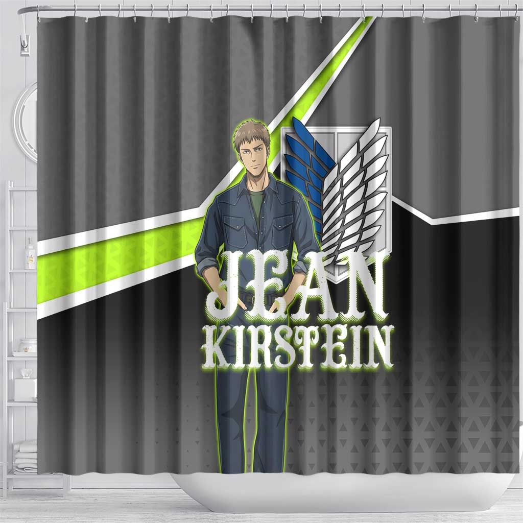 Jean Kirstein Attack on Titan Shower Curtain Anime Denim Utility Style
