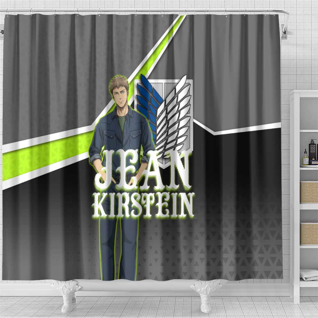 Jean Kirstein Attack on Titan Shower Curtain Anime Denim Utility Style