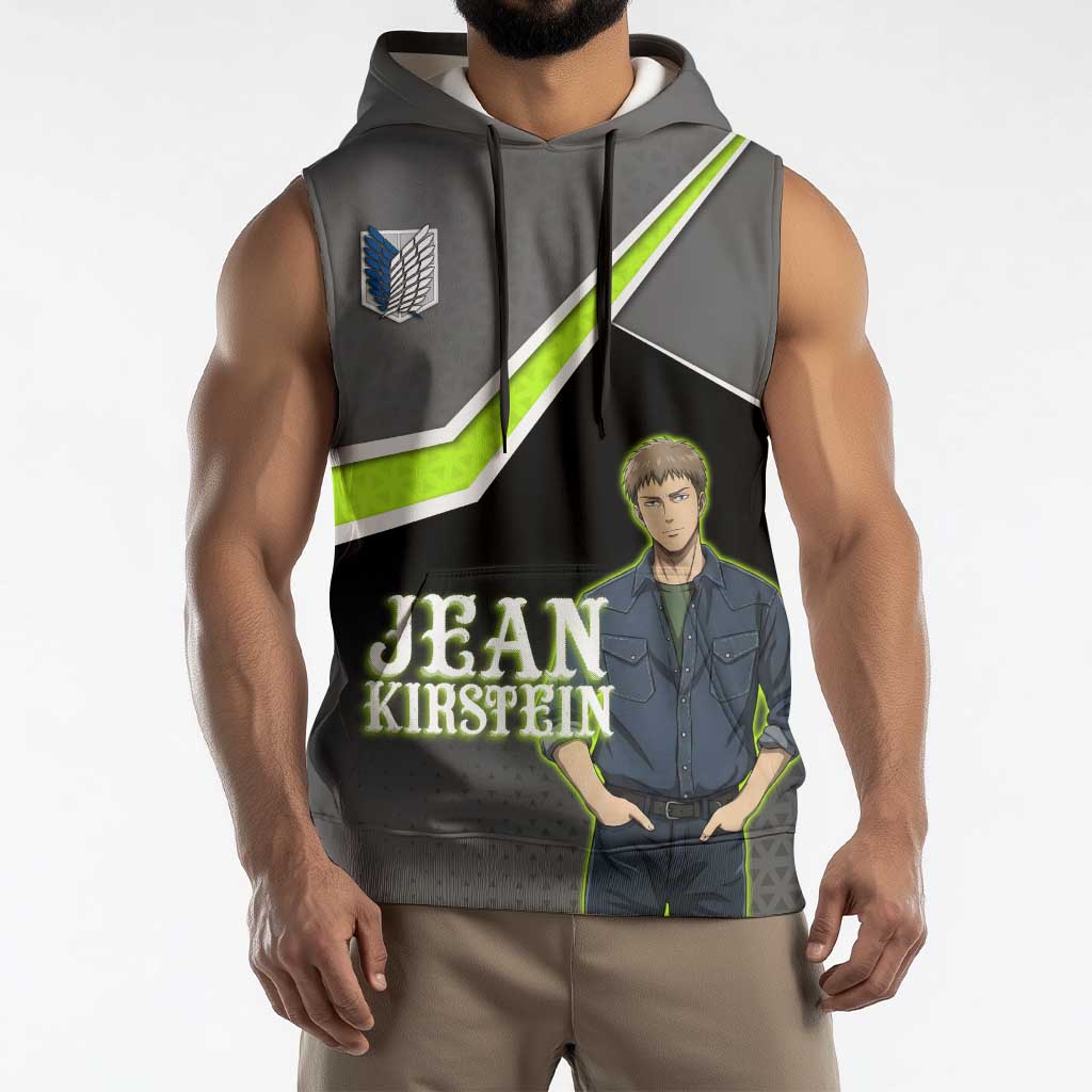 Jean Kirstein Attack on Titan Sleeveless Hoodie Anime Denim Utility Style
