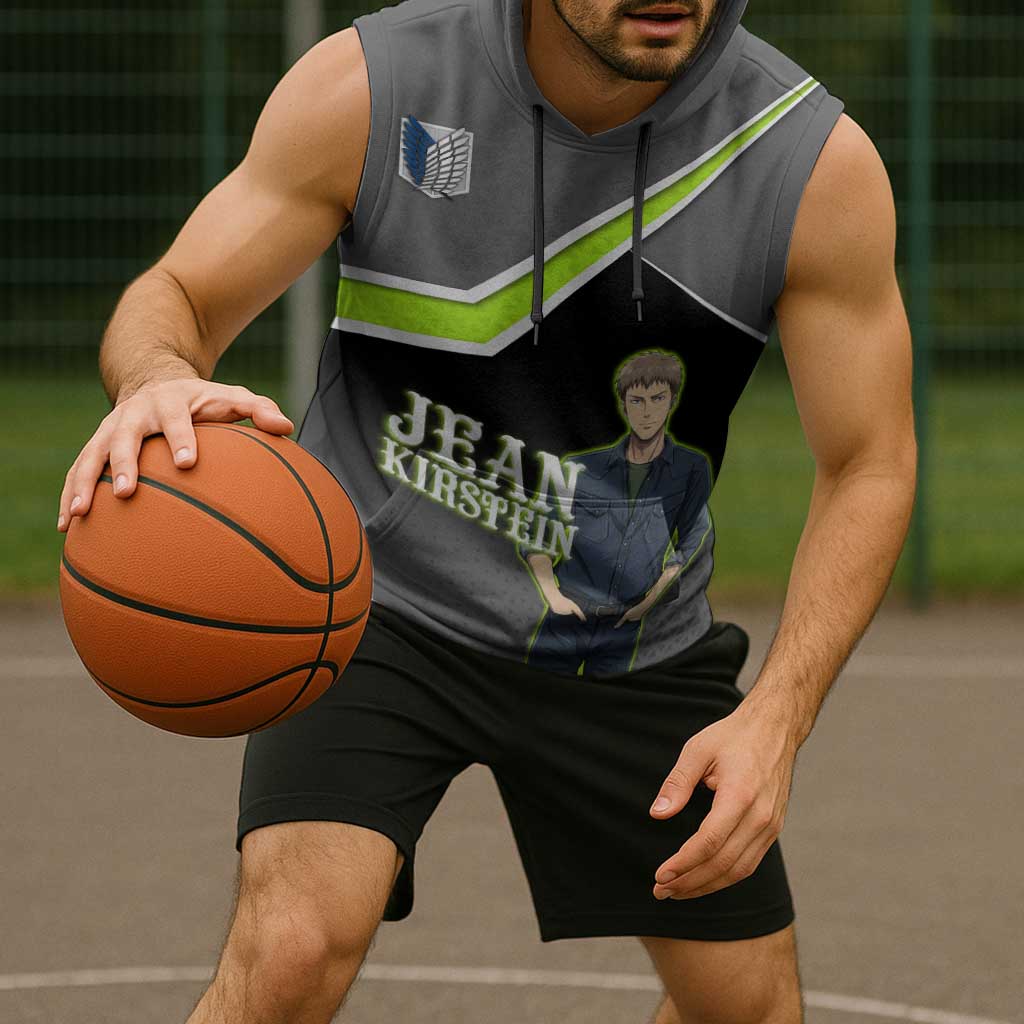 Jean Kirstein Attack on Titan Sleeveless Hoodie Anime Denim Utility Style