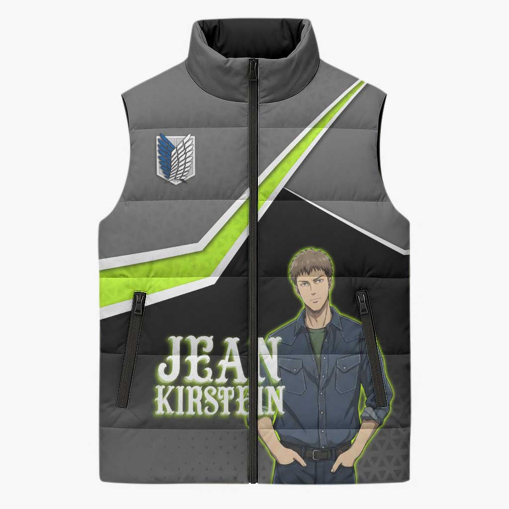 Jean Kirstein Attack on Titan Sleeveless Puffer Jacket Anime Denim Utility Style