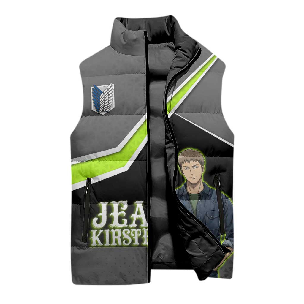 Jean Kirstein Attack on Titan Sleeveless Puffer Jacket Anime Denim Utility Style