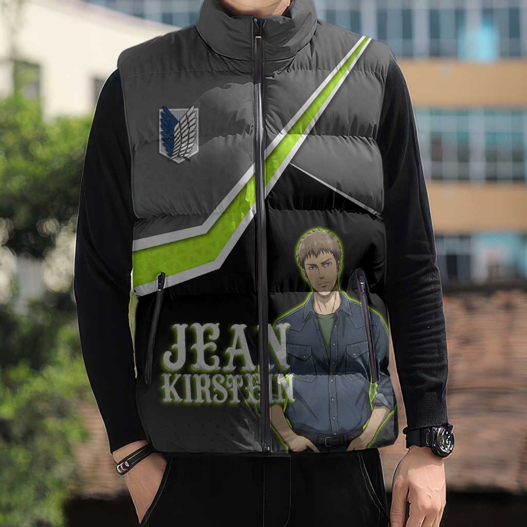Jean Kirstein Attack on Titan Sleeveless Puffer Jacket Anime Denim Utility Style
