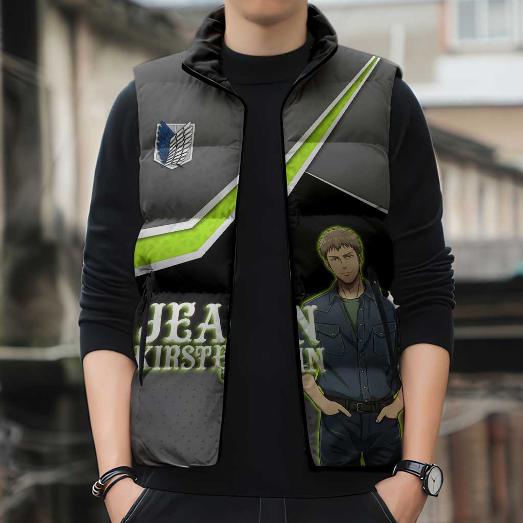 Jean Kirstein Attack on Titan Sleeveless Puffer Jacket Anime Denim Utility Style