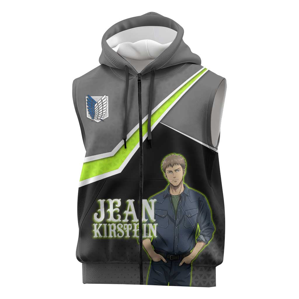 Jean Kirstein Attack on Titan Sleeveless Zip Hoodie Anime Denim Utility Style