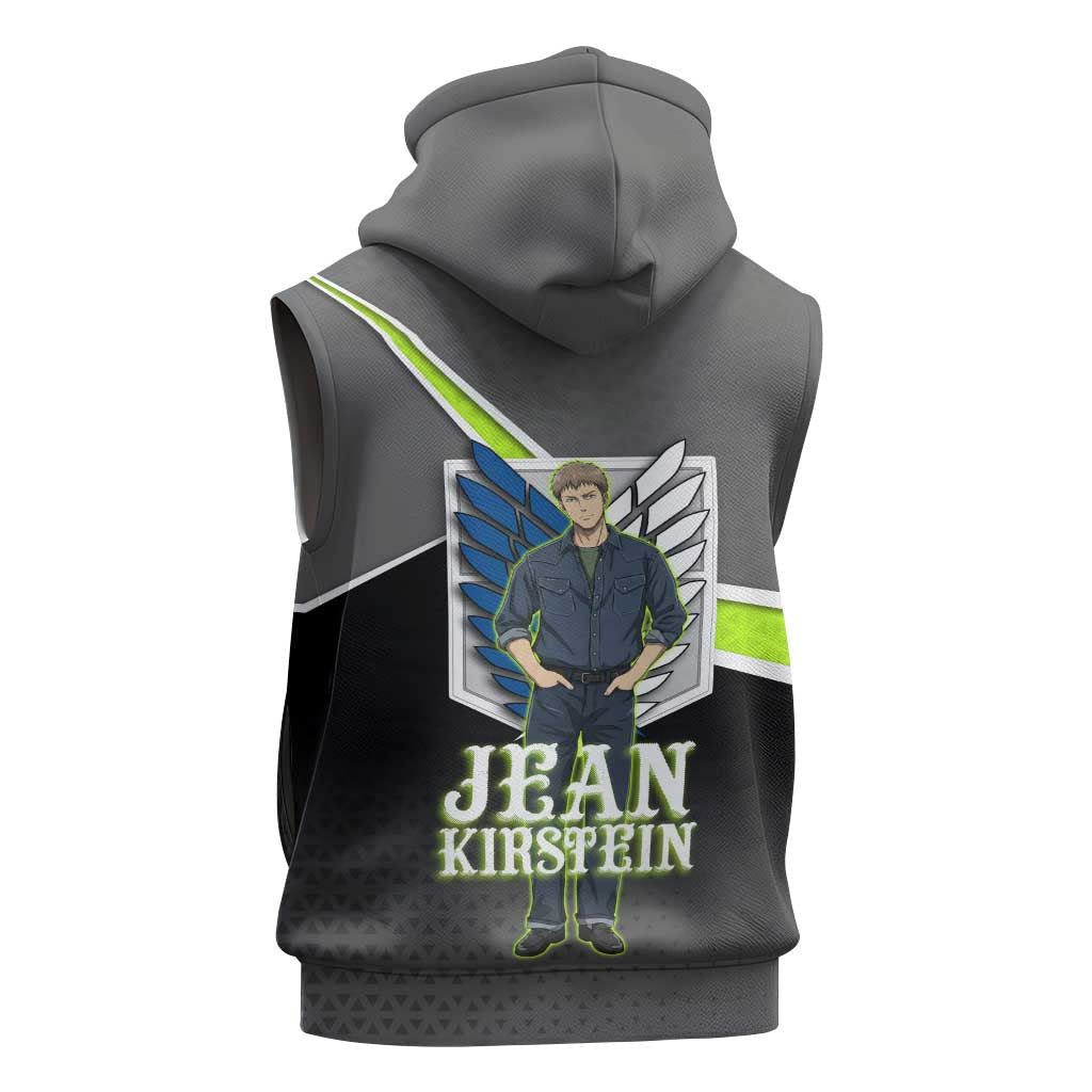 Jean Kirstein Attack on Titan Sleeveless Zip Hoodie Anime Denim Utility Style