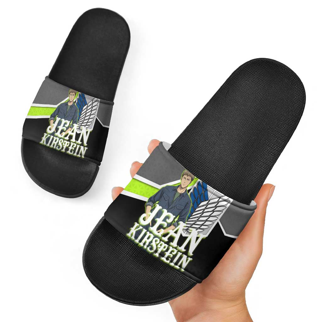 Jean Kirstein Attack on Titan Slide Sandals Anime Denim Utility Style