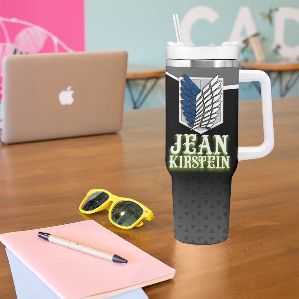 Jean Kirstein Attack on Titan Tumbler With Handle Anime Denim Utility Style