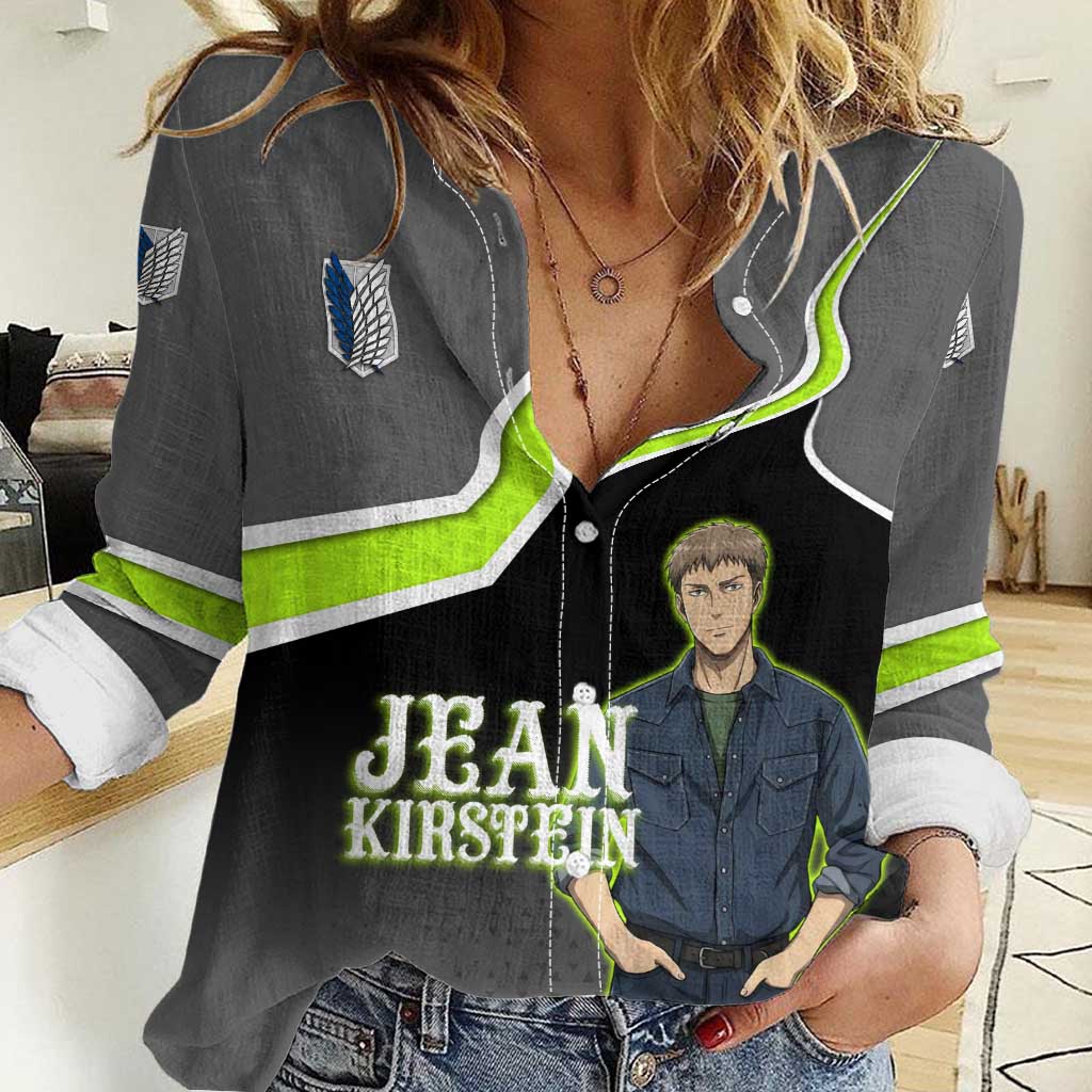 Jean Kirstein Attack on Titan Women Casual Shirt Anime Denim Utility Style