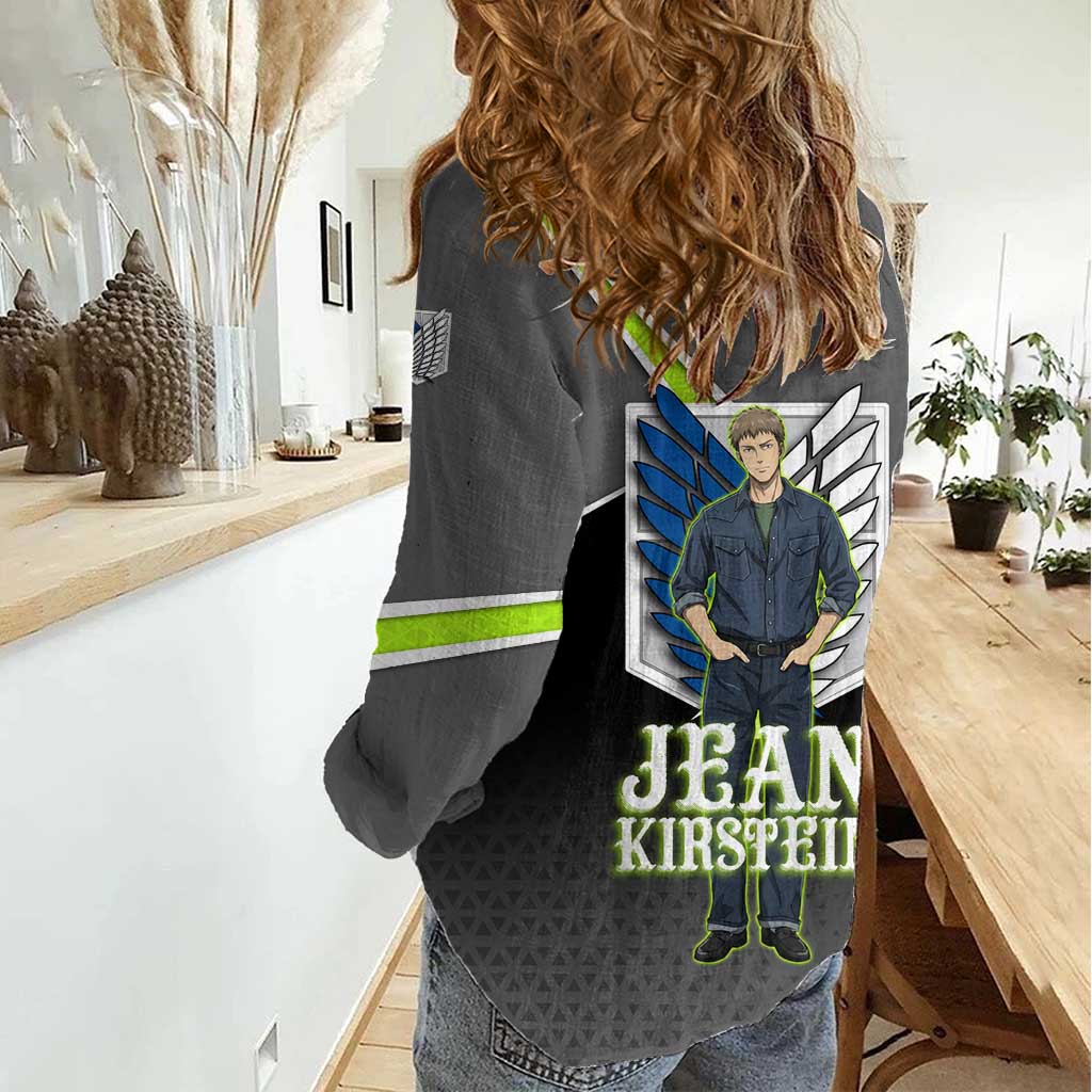 Jean Kirstein Attack on Titan Women Casual Shirt Anime Denim Utility Style