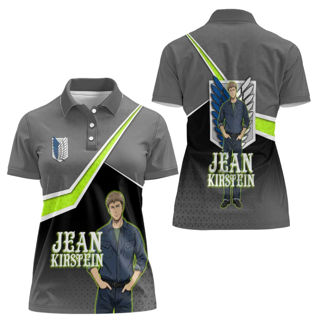 Jean Kirstein Attack on Titan Women Polo Shirt Anime Denim Utility Style