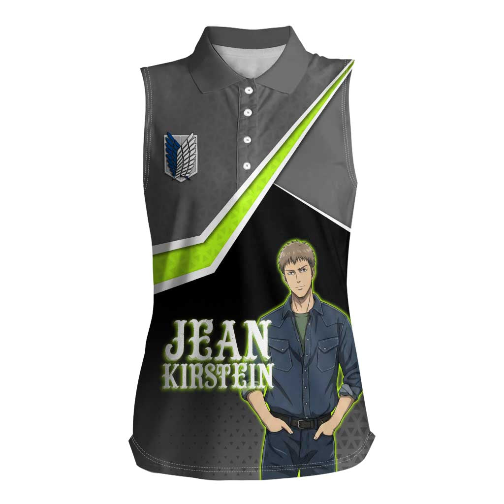 Jean Kirstein Attack on Titan Women Sleeveless Polo Shirt Anime Denim Utility Style