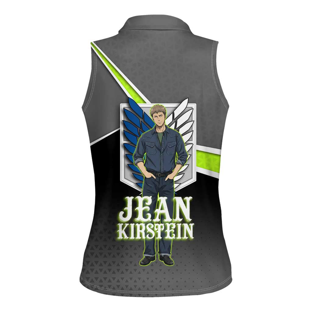 Jean Kirstein Attack on Titan Women Sleeveless Polo Shirt Anime Denim Utility Style
