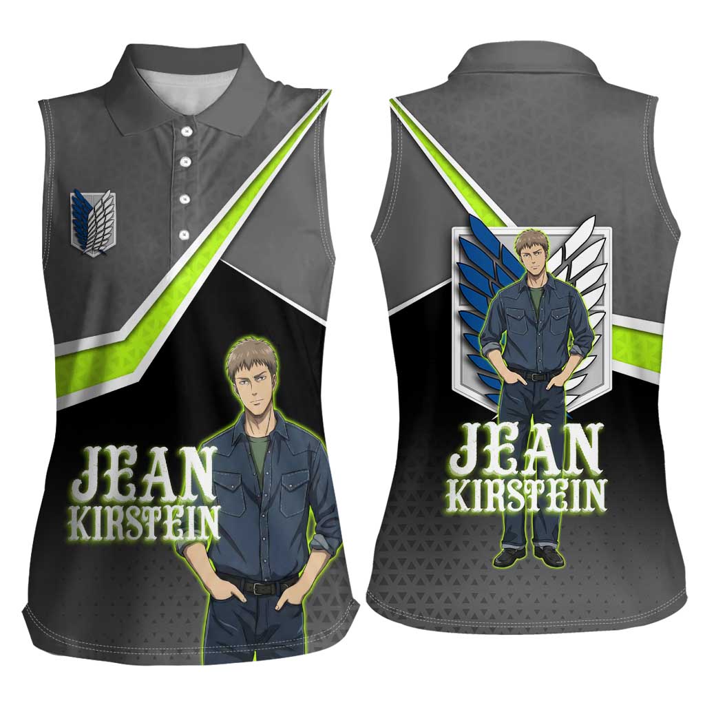 Jean Kirstein Attack on Titan Women Sleeveless Polo Shirt Anime Denim Utility Style