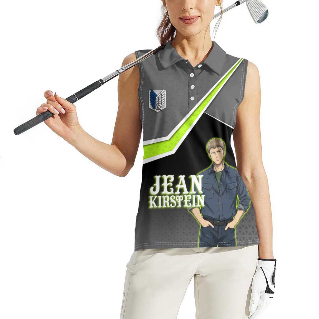 Jean Kirstein Attack on Titan Women Sleeveless Polo Shirt Anime Denim Utility Style
