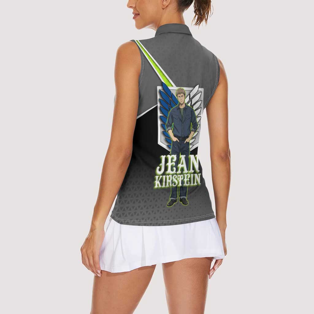 Jean Kirstein Attack on Titan Women Sleeveless Polo Shirt Anime Denim Utility Style