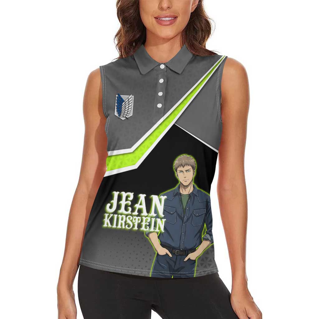 Jean Kirstein Attack on Titan Women Sleeveless Polo Shirt Anime Denim Utility Style