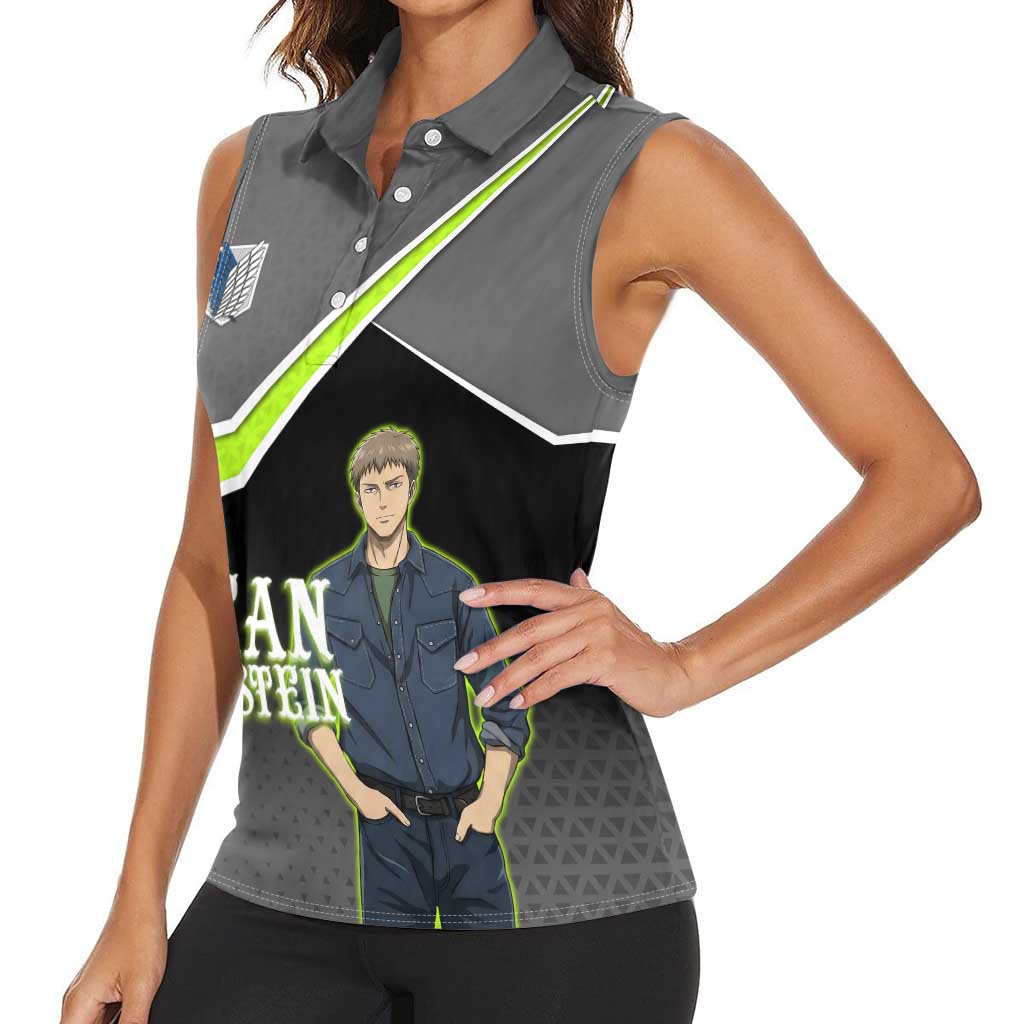 Jean Kirstein Attack on Titan Women Sleeveless Polo Shirt Anime Denim Utility Style