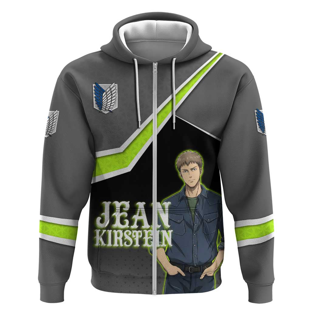 Jean Kirstein Attack on Titan Zip Hoodie Anime Denim Utility Style