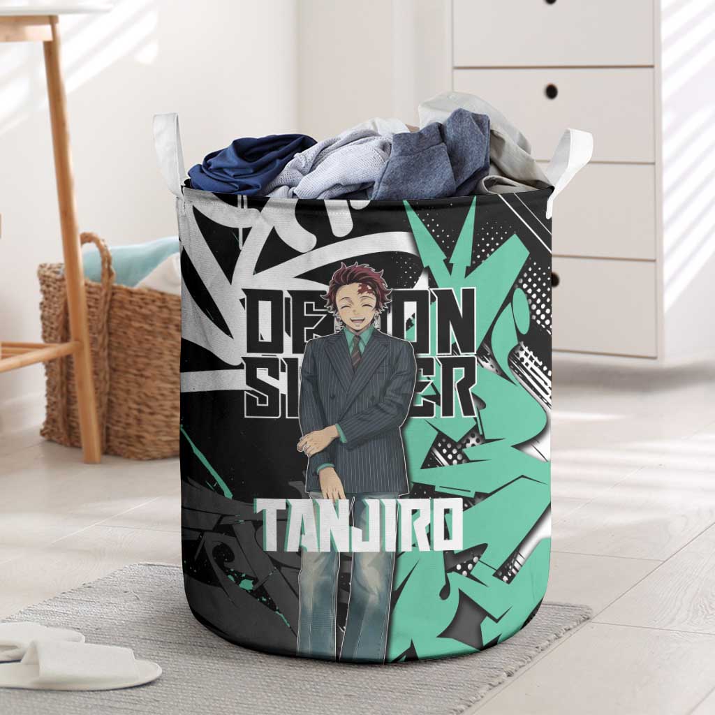 Kamado Tanjiro Demon Slayer Laundry Basket Black Graffiti Anime Graphic