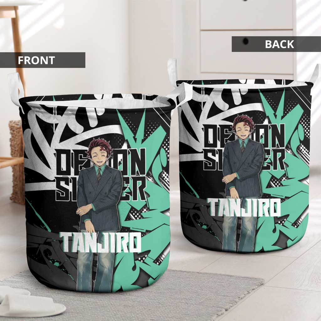 Kamado Tanjiro Demon Slayer Laundry Basket Black Graffiti Anime Graphic
