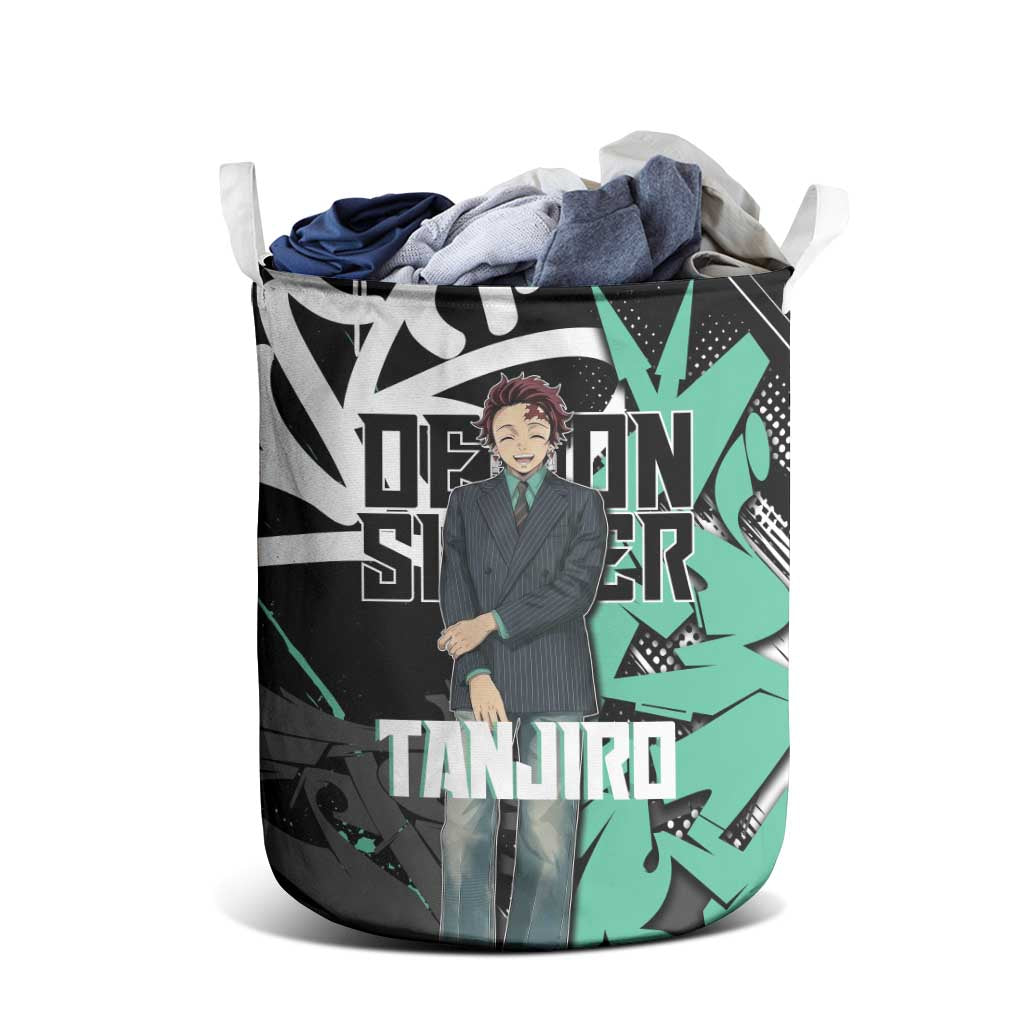 Kamado Tanjiro Demon Slayer Laundry Basket Black Graffiti Anime Graphic